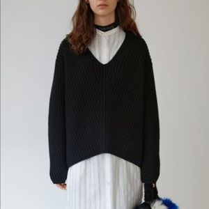 Acne Deborah Deep V-neck Sweater Black Size XXS